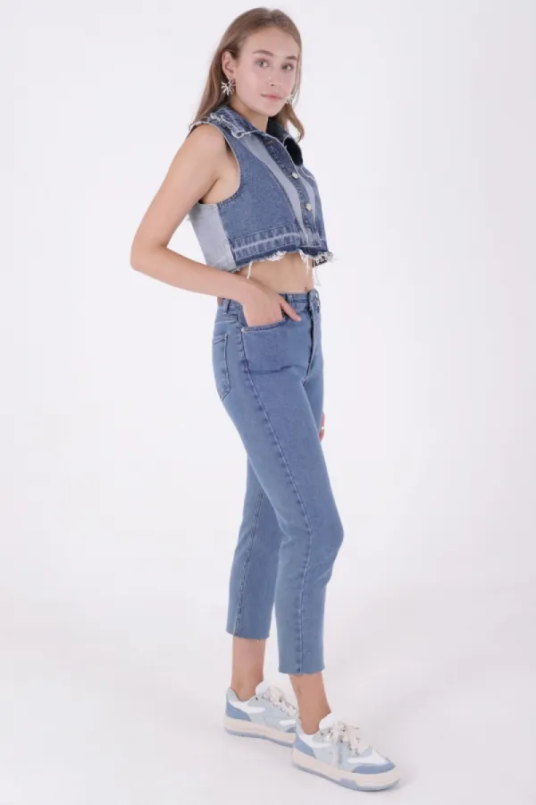 Dikişsiz Paça Mom Fit Kot Pantolon  764-27-(32-36)