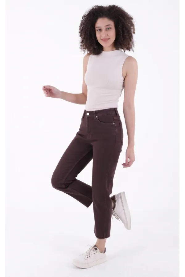 Dikişsiz Paça Mom Fit Kot Pantolon  764-78-(32-34-3)