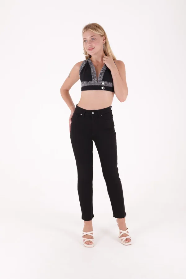 Dikişsiz Paça Mom Fit Kot Pantolon  764-07-(26-33-4-2)