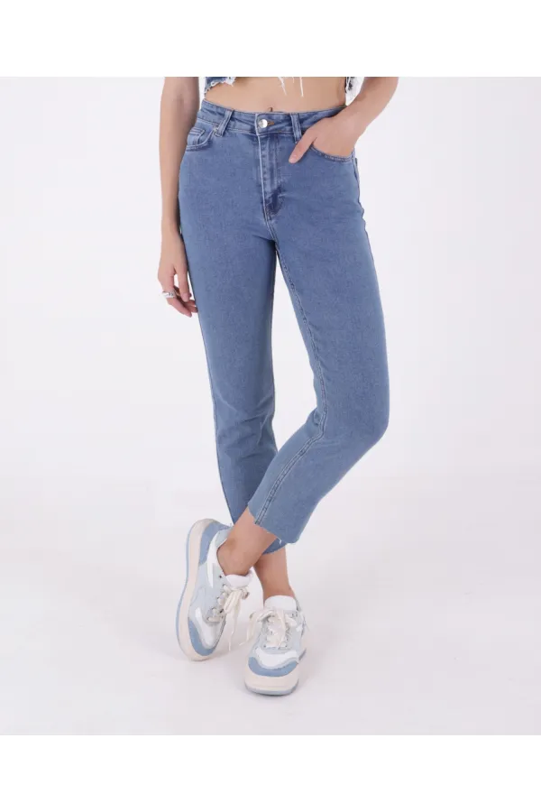 Dikişsiz Paça Mom Fit Kot Pantolon  764-27-(26-28)