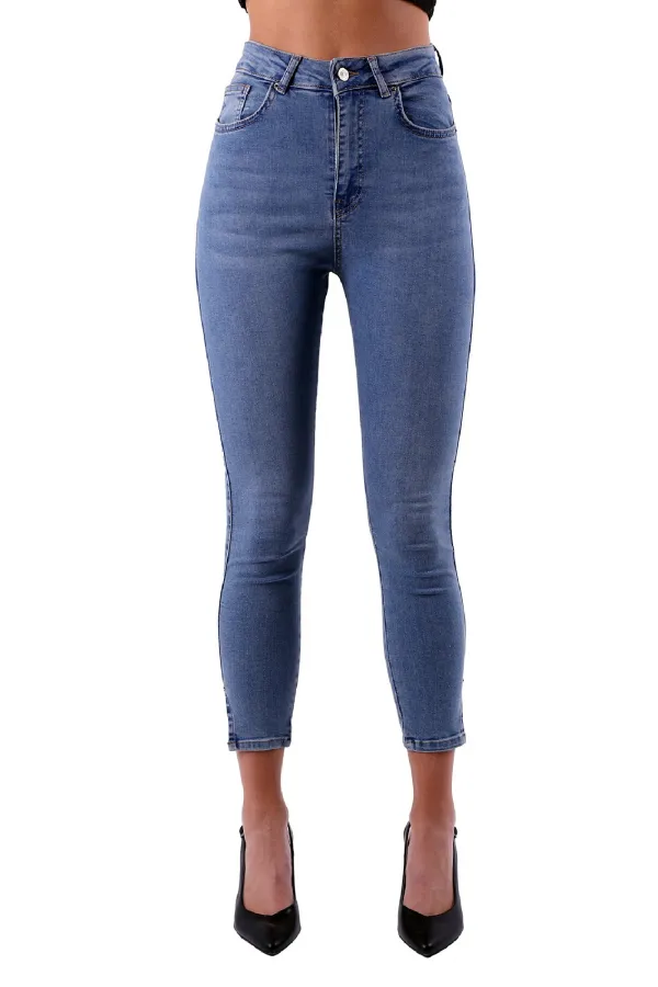 Yanı Yırtmaçlı Kot Pantolon  1745-15-(28-33)