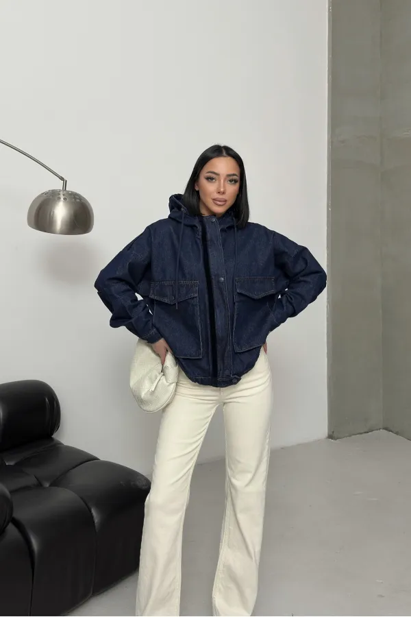 Kapüşonlu Kot Ceket  6226-17-(S-L-3)