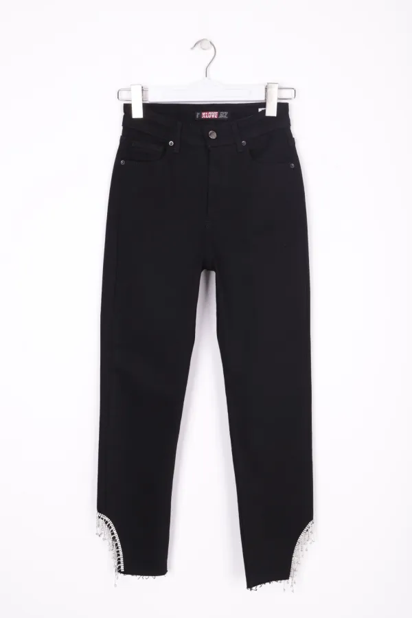 Taşlı Asimetrik Paça Pantolon  1881-07-(26-31)