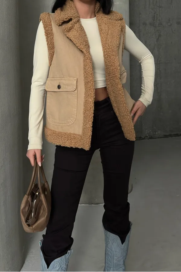 Kürklü Yelek 6171-70-(S-XL) Kürklü Yelek 6171-70-(S-XL)
