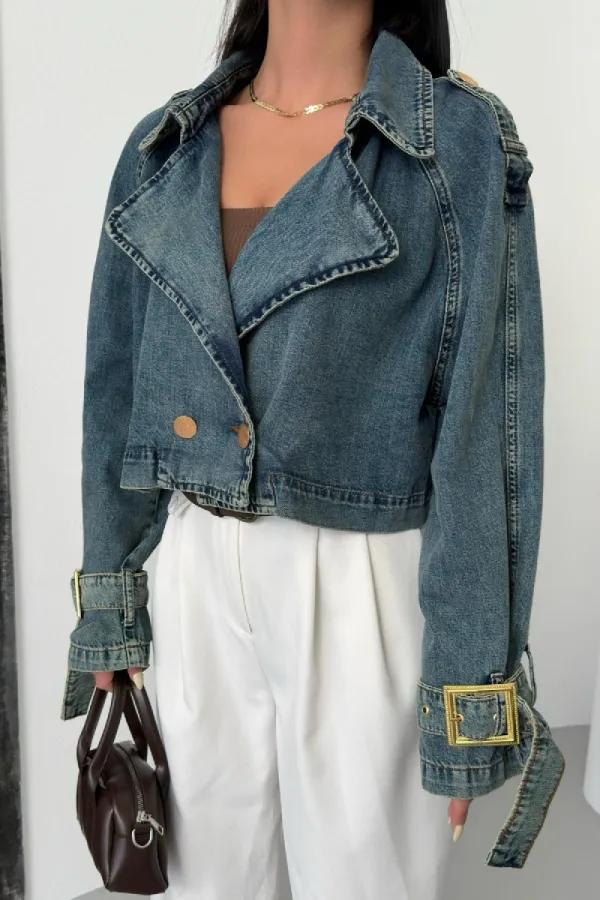 Kısa Oversize Trençkot 6078-62-(S+L+4) Kısa Oversize Trençkot 6078-62-(S+L+4)