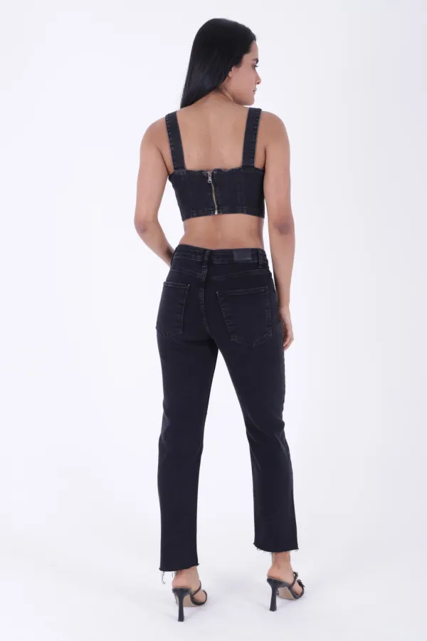 Damla Taşlı Mom Fit Kot Pantolon 7024-23-(26-31) Damla Taşlı Mom Fit Kot Pantolon 7024-23-(26-31)