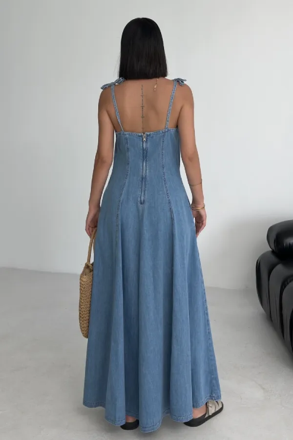 Bağcık Detaylı Volanlı Elbise 3052-25-(S-XL) Bağcık Detaylı Volanlı Elbise 3052-25-(S-XL)