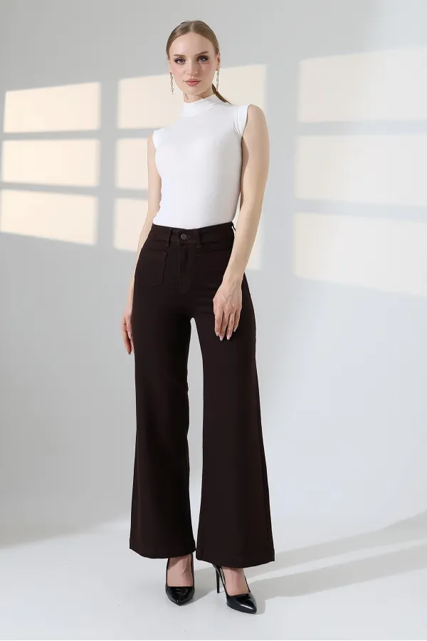 Front Pocket Detailed Jean  7079-78-(30-36) Brown