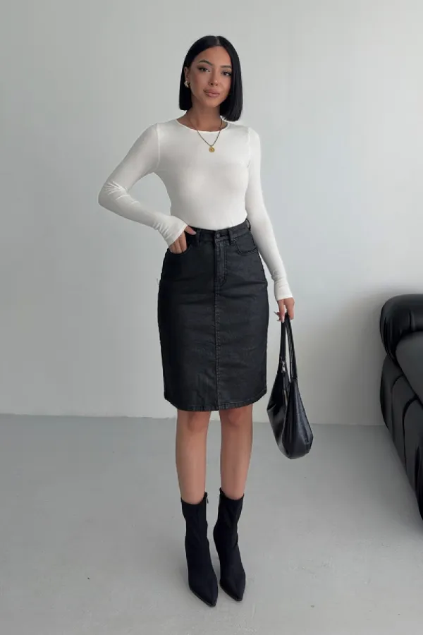 Mid Length Denim Short 1074-07-(36-42-6) Black