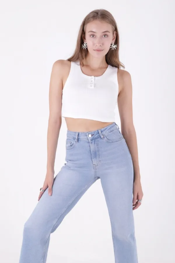 Stitched Hems Wide Leg Relaxed Jean 7026-15-(32-36) Light Blue Denim Stitched Hems Wide Leg Relaxed Jean 7026-15-(32-36) Light Blue Denim