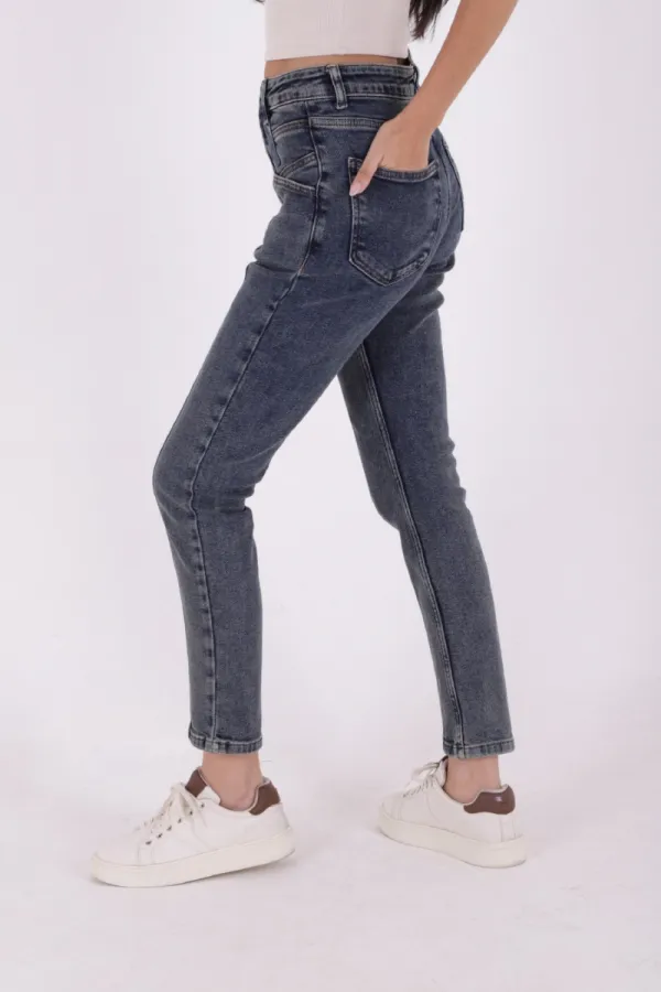 Pantalon en denim à empiècement avant 7043-28-(26-31)
