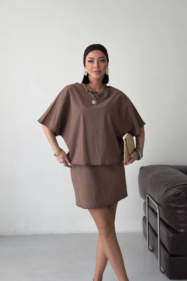 Nakışlı Oversize Bluz HS403-72-(S-L-3)