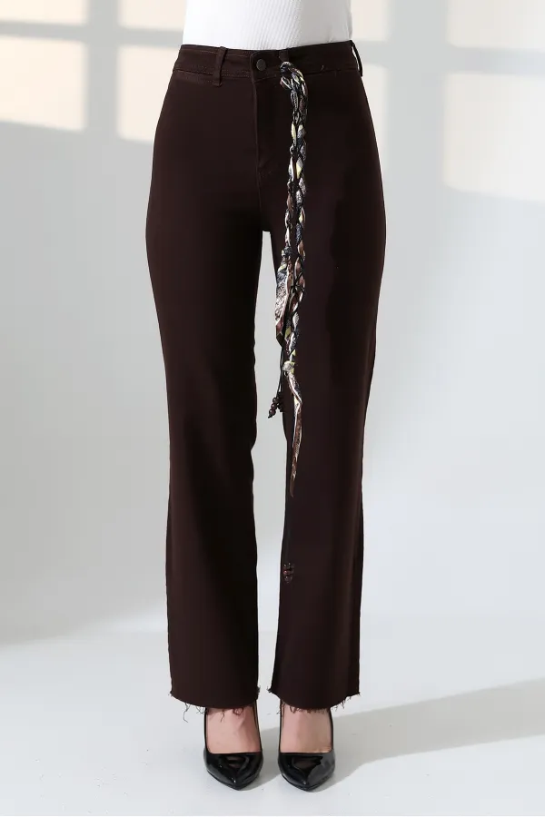 Dekoratif Cep Detaylı Palazzo Kot Pantolon  1710-78-(30-36)