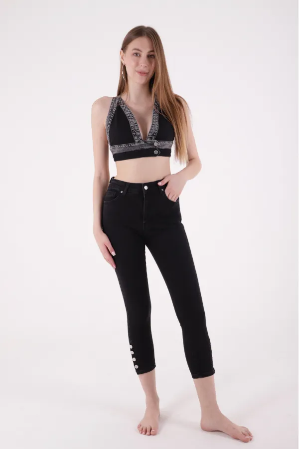 Paçası Dört Düğmeli Kot Pantolon 786-23-(28-33) Paçası Dört Düğmeli Kot Pantolon 786-23-(28-33)