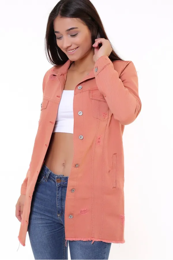 Fringe Finish Boyfriend Denim Jacket 679-75-(S-XL-6) Roof Tile Fringe Finish Boyfriend Denim Jacket 679-75-(S-XL-6) Roof Tile