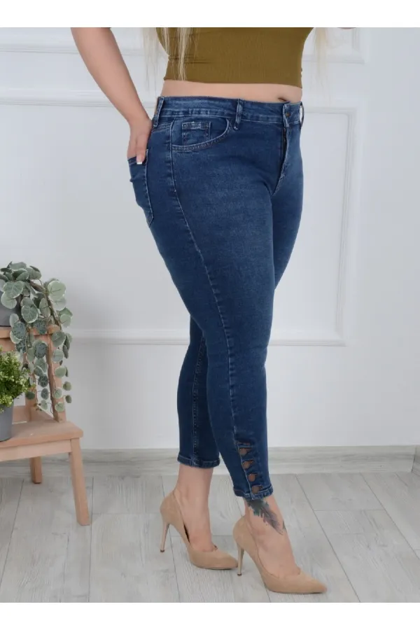 Paçası Dört Düğmeli Kot Pantolon 786-01-(30-36) Paçası Dört Düğmeli Kot Pantolon 786-01-(30-36)