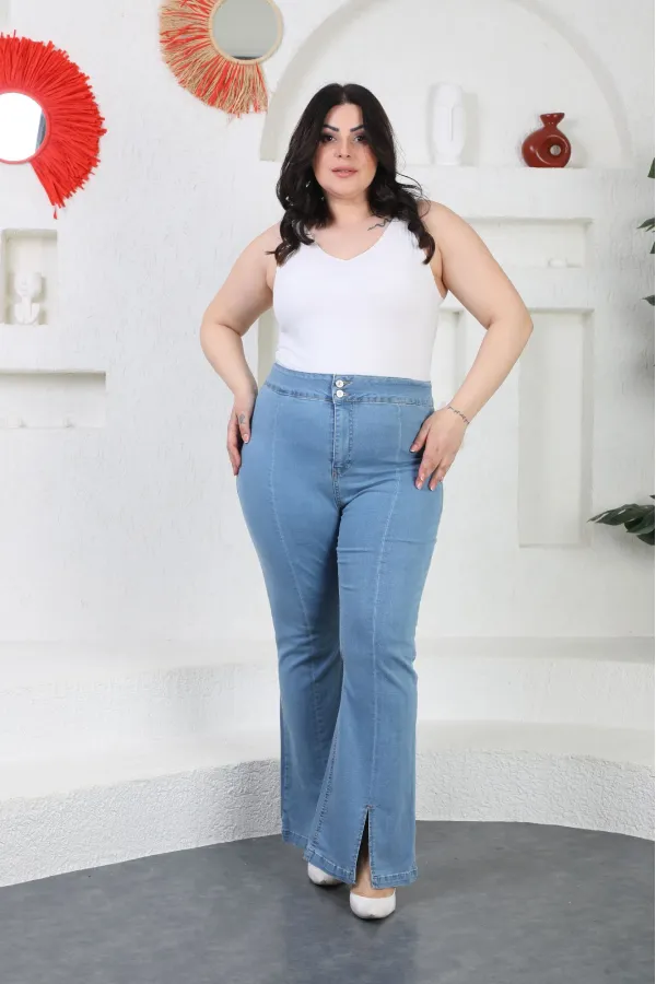 Dizden Yırtmaç Detaylı İspanyol Pantolon 700-15-(30-36) Dizden Yırtmaç Detaylı İspanyol Pantolon 700-15-(30-36)