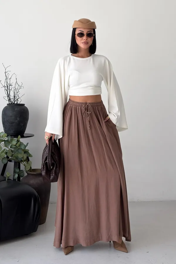 Elasticated Long Skirt HS131-72-(S-L-3) Soil