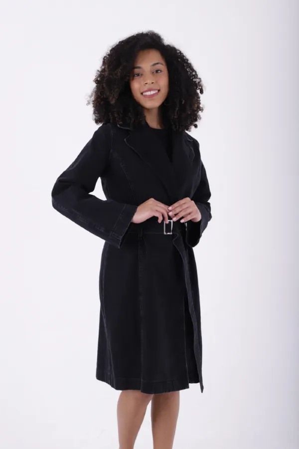 Belted Denim Trench Coat 6033-23-(S-XL-6-2) Belted Denim Trench Coat 6033-23-(S-XL-6-2)