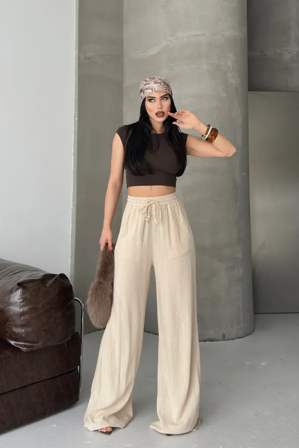Lastikli Palazzo Pantolon  HS740-65-(S-XL)