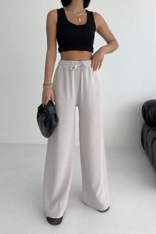Elastic Waist Linen Pants HS700-94-(S-XL) Light Grey Elastic Waist Linen Pants HS700-94-(S-XL) Light Grey