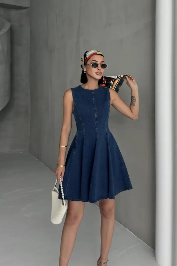 Kolsuz Volanlı Mini Elbise 3050-26-(XS-XL-5) Kolsuz Volanlı Mini Elbise 3050-26-(XS-XL-5)