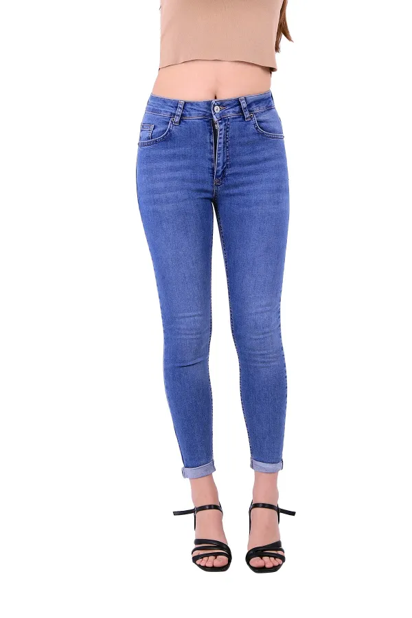 Duble Paça Skinny Kısa Boy Kot Pantolon  820-15-(30-36)