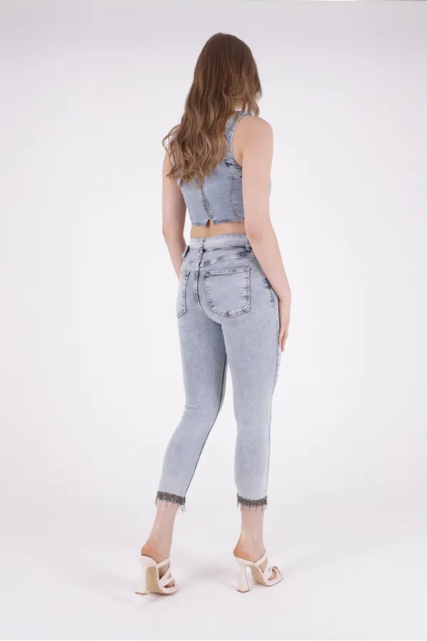 Paçaları Kemerli Pantolon 746-08-(27-32) Paçaları Kemerli Pantolon 746-08-(27-32)