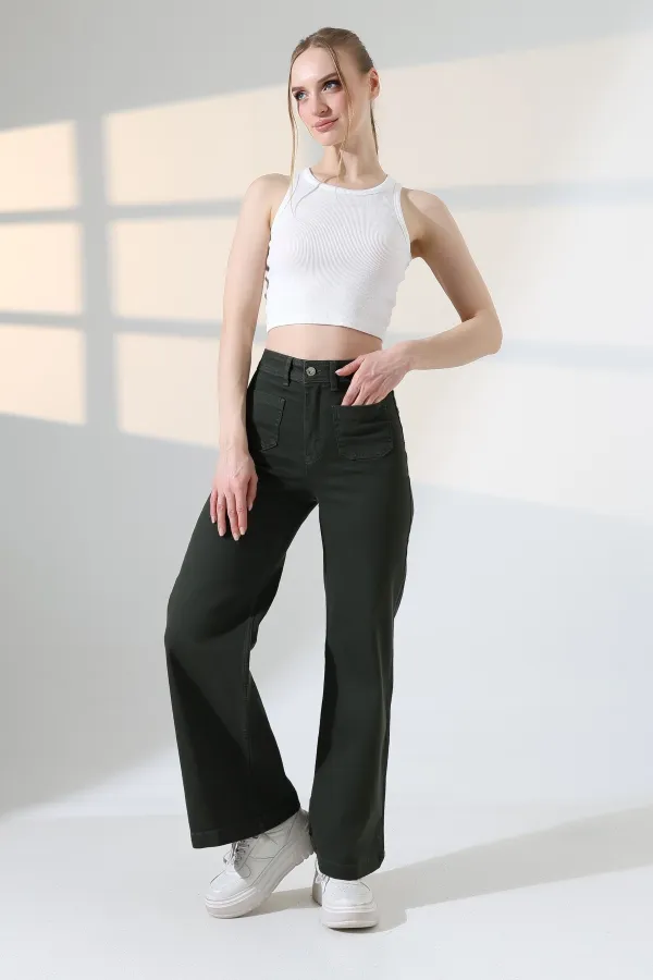 Front Pocket Detailed Jean  7079-97-(27-32) Pine Green