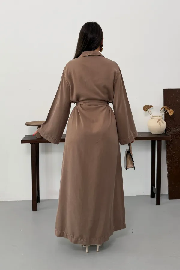 Belted Long Denim Dress 3035-72-(S-XL) Soil Belted Long Denim Dress 3035-72-(S-XL) Soil