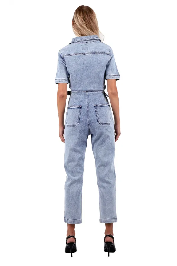 Önü Fermuarlı Kot Tulum 397-08-(S-XL) Önü Fermuarlı Kot Tulum 397-08-(S-XL)