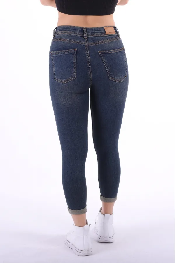 Duble Paça Skinny Kısa Boy Kot Pantolon  820-02-(28-33)