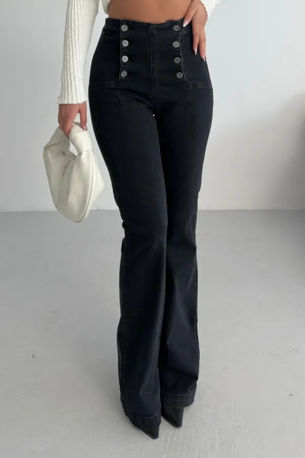 Çok Düğmeli İspanyol Kot Pantolon 7094-23-(27-32)