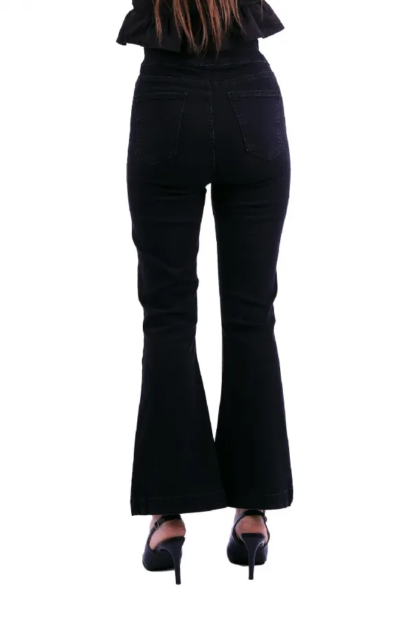 Dizden Yırtmaç Detaylı İspanyol Pantolon 700-03-(27-32) Dizden Yırtmaç Detaylı İspanyol Pantolon 700-03-(27-32)