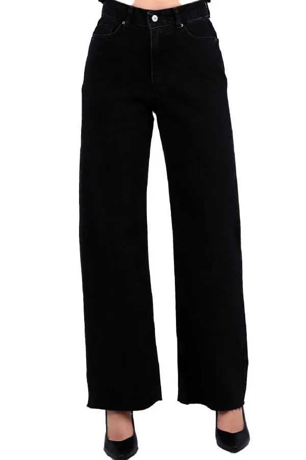 Tasseled Bottom Wide Leg Relax Jean 1726-23-(26-31) Regular Anthracite Tasseled Bottom Wide Leg Relax Jean 1726-23-(26-31) Regular Anthracite
