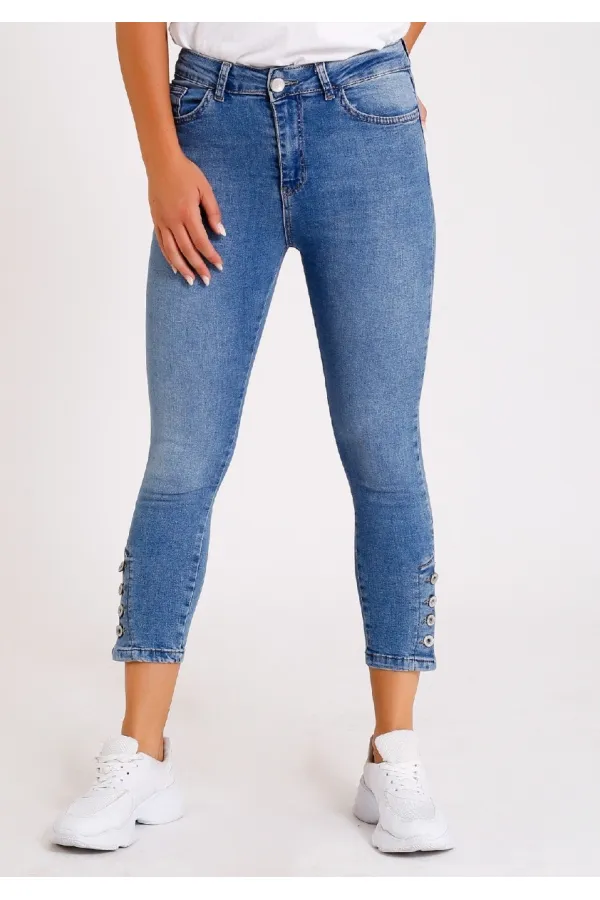 Paçası Dört Düğmeli Kot Pantolon 786-15-(26-31) Paçası Dört Düğmeli Kot Pantolon 786-15-(26-31)