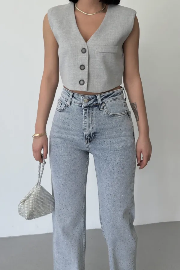 Serpme Taşlı Kot Pantolon  7107-08-(26-31)