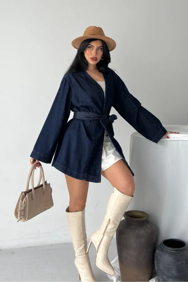 Kuşak Bağlamalı Oversize Ceket  6246-17-(S-L-3)