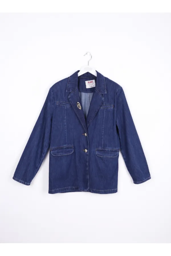 Double Breasted Buttoned Classic Blazer Jacket 6066-26-(S+L+4) Regular Dark Blue Double Breasted Buttoned Classic Blazer Jacket 6066-26-(S+L+4) Regular Dark Blue