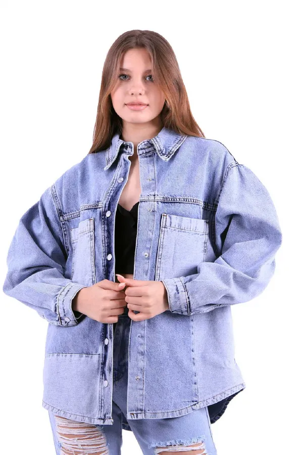 Parçalı Renkli Yıkamalı Kot Ceket  610-0815-(S-XL-6)