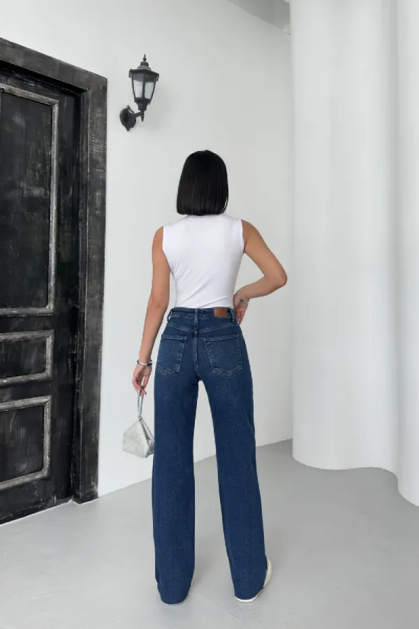 Taşlı Straight Kot Pantolon 7112-01-(26-31)