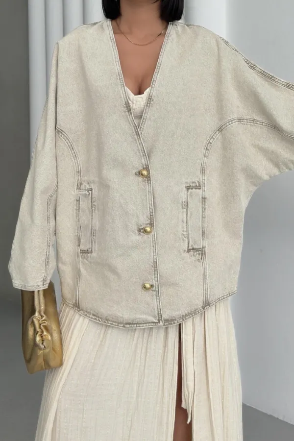 Oversize Yarasa Kollu Kot Ceket 6059-79-(STD-4)