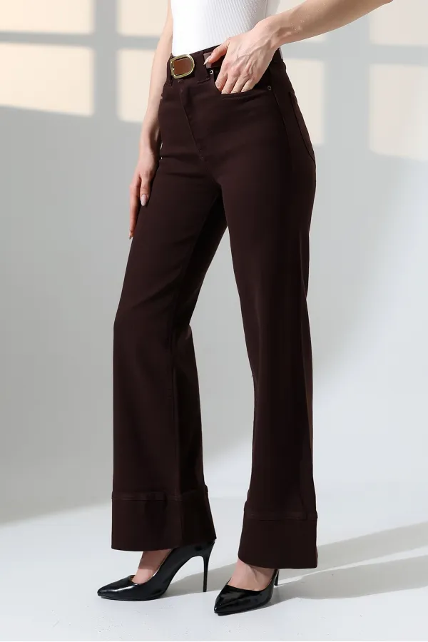 Paça Detaylı Palazzo Kot Pantolon  7164-78-(27-32)