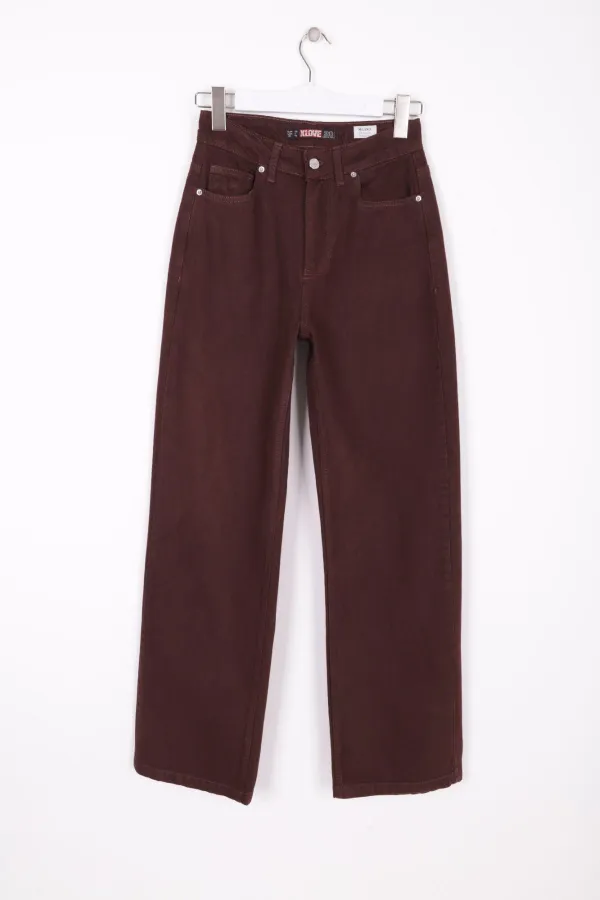 Wide Leg High Waisted Relaxed Jean  718-78-(27-32) Brown