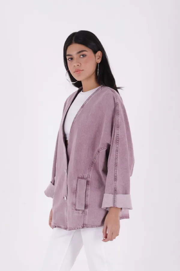 Oversıze Yarasa Kollu Kot Ceket 6059-84-(STD-4) Oversıze Yarasa Kollu Kot Ceket 6059-84-(STD-4)