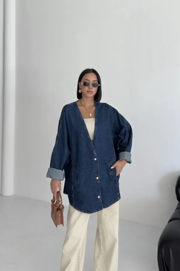 Oversize Yarasa Kollu Kot Ceket 6059-26-(STD-4)