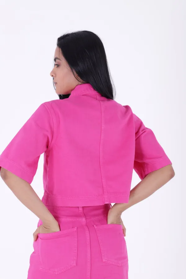Kısa Kollu Düğmeli Kısa Kot Ceket 6057-89-(S-XL)