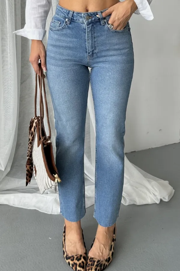 Seamless Mom Jeans 7064-15-(26-31) Light Blue Denim