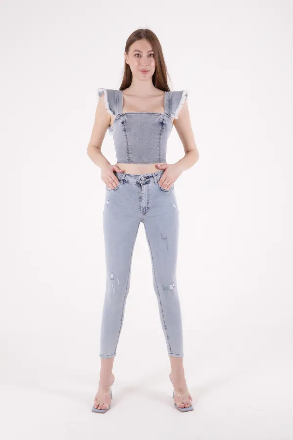 Az Yırtıklı Skinny Kot Pantolon 826-08-(30-36) Az Yırtıklı Skinny Kot Pantolon 826-08-(30-36)
