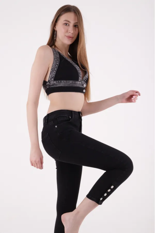 Paçası Dört Düğmeli Kot Pantolon 786-23-(26-31)